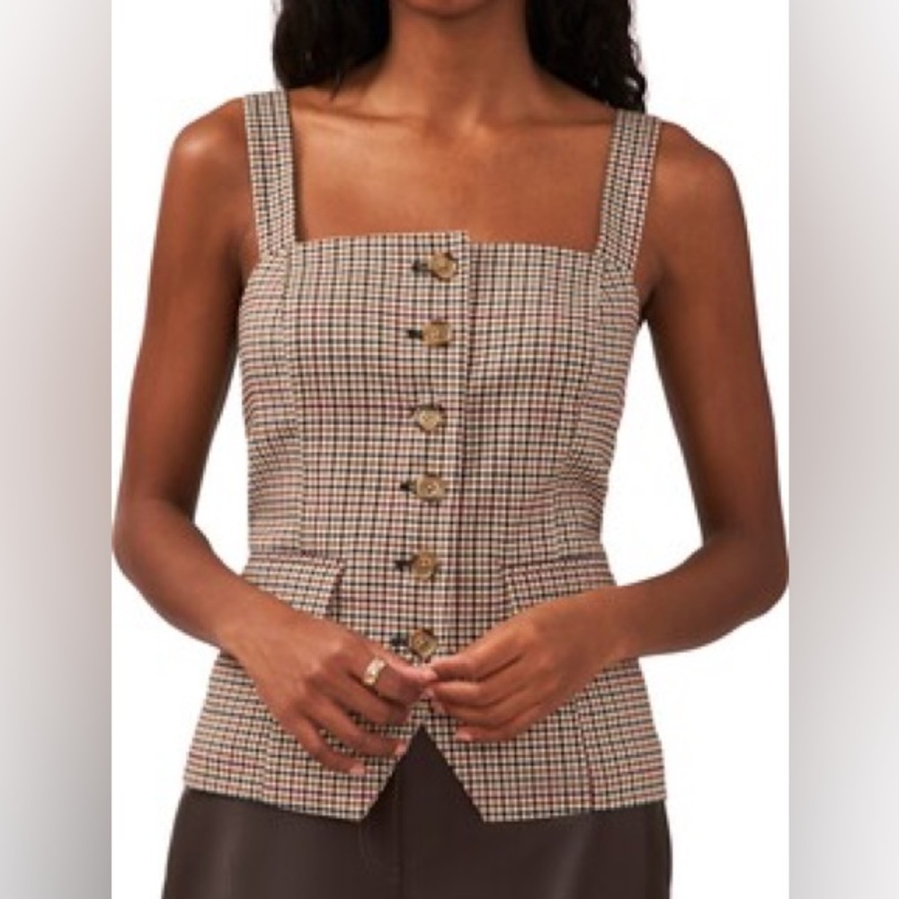 Halogen Sleeveless Button Up Bustier Top - size L